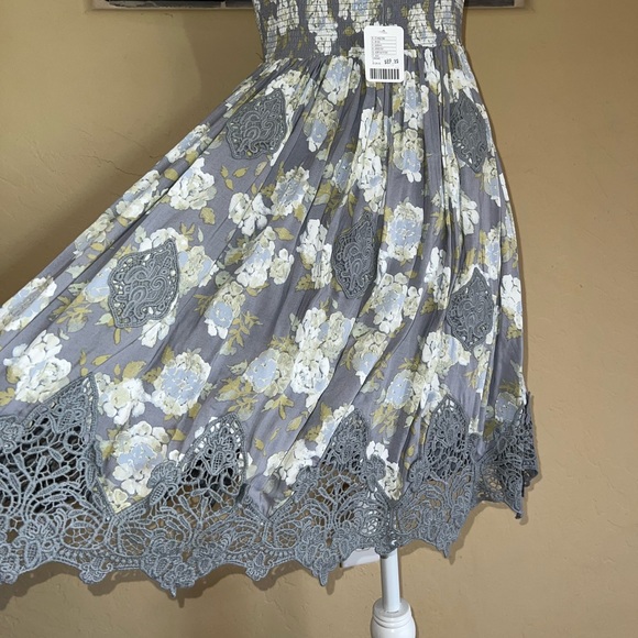 Free People Floral Print Crochet Mini Dress - Picture 5 of 11